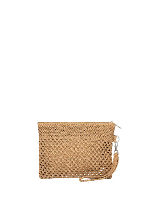 Me Fui pochette donna in rafia crochet beige MA26-SW0055 LB ME FUI