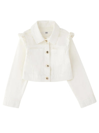 iDo giubbino bambina in cotone con rouches panna