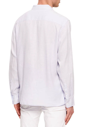 Calvin Klein camicia uomo manica lunga misto lino lavanda