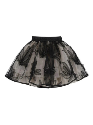 Karl Lagerfeld gonna in tulle con ricami floreali nero beige