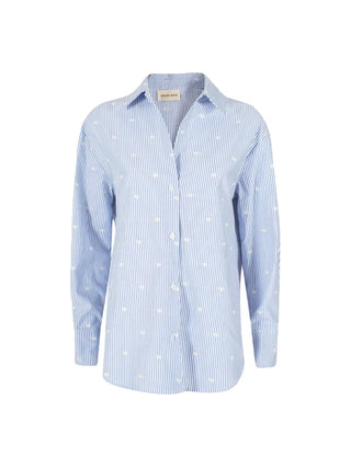 Yes Zee camicia donna a righe con cuoricini celeste bianco