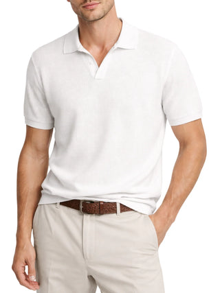 Manuel Ritz polo in maglia traforata in cotone panna