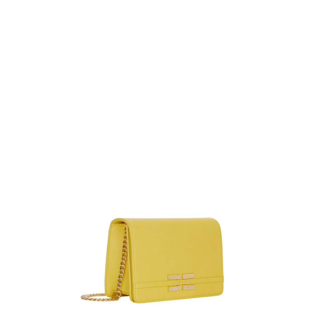 Elisabetta Franchi borsa a tracolla in ecopelle martellata gialla