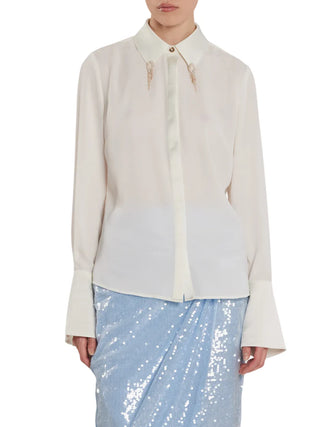 Relish camicia Ghini manica lunga con dettagli gioiello bianco latte