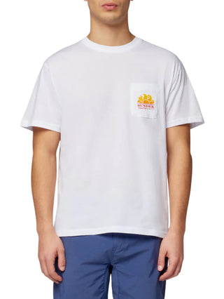 Sundek T-shirt uomo manica corta in cotone bianco