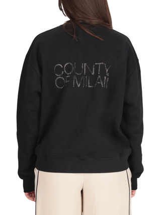 County of Milan felpa donna con logo strass nero CM30026 NERO COUNTY OF MILAN