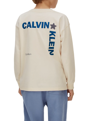 Calvin Klein Jeans T-shirt manica lunga bambino ecrù