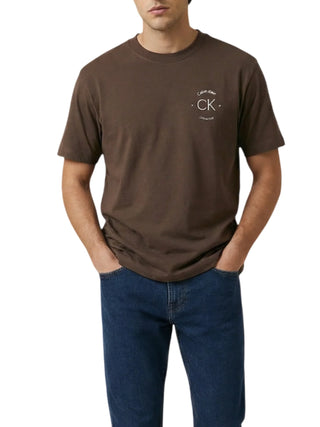 Calvin Klein Jeans T-shirt uomo manica corta con logo marrone