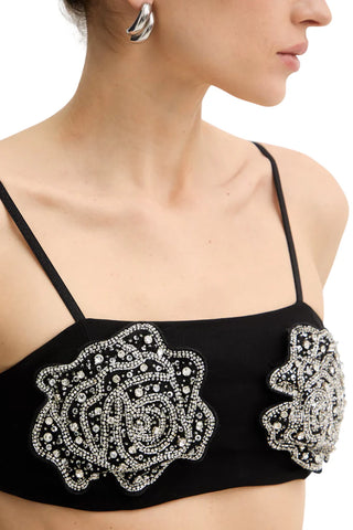 Pinko top bralette Barbabietole con applicazioni gioiello nero