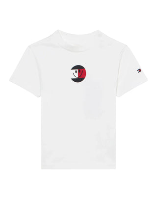 Tommy Hilfiger T-shirt neonato con logo smiley bianco