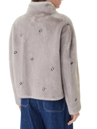 Vicolo pelliccia ecologica con applicazioni gioiello grigio TF0047 GRIGIO VICOLO 