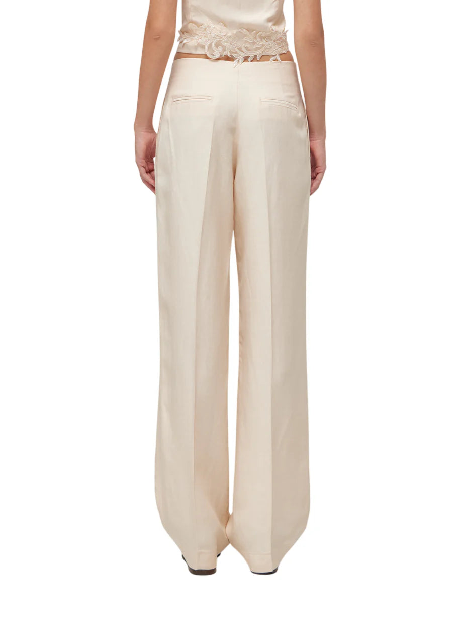Blugirl pantaloni wide leg misto lino rosa cipria