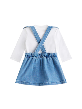 Tommy Hilfiger abito salopette neonata in denim blu
