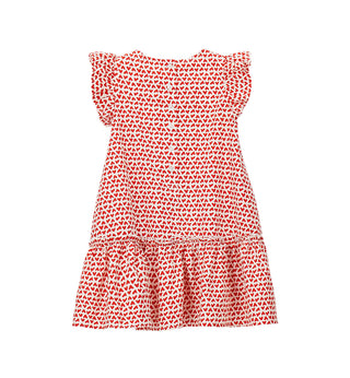 iDo abito bambina in fantasia a cuoricini panna rosso