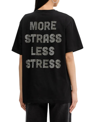 Pinko T-shirt Strepitoso con logo strass nero