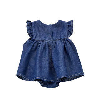 iDo abito pagliaccetto neonata in denim lavaggio blu