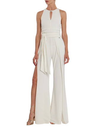 Relish tuta jumpsuit lungo Ponky con spacchi bianco latte