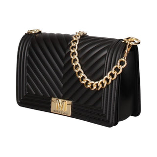 Marc Ellis borsa Flat M in gomma trapuntata nero oro FLAT M 25 BLACK-LIGHT GOLD MARC ELLIS 