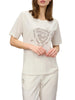 Blauer T-shirt donna Havey con logo strass panna