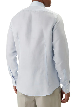 Calvin Klein camicia uomo misto lino slim fit celeste