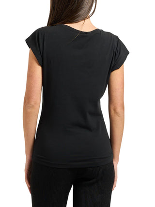 Yes Zee T-shirt manica corta con strass nero
