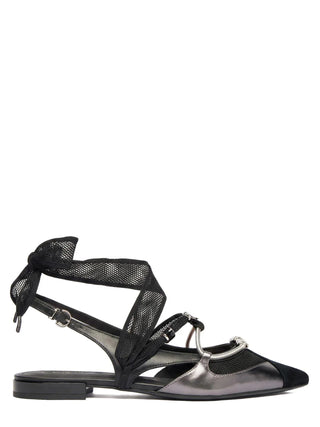 Pinko ballerine slingback a punta Gianira con lacci nero