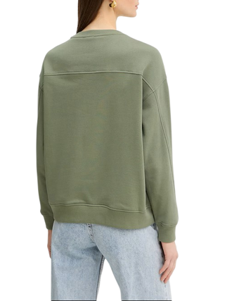 Pinko felpa Nelly con ricamo Love Birds gioiello verde