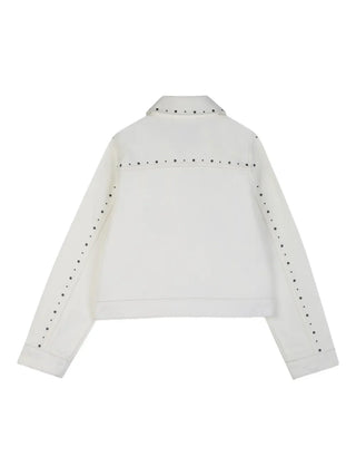 Karl Lagerfeld giubbino bambina in denim con strass panna