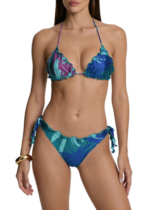 Me Fui bikini triangolo e slip regolabili stampa tropicale verde