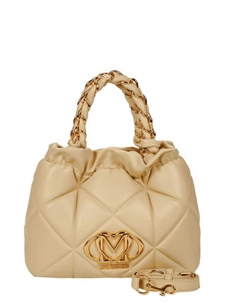 Love Moschino borsa a secchiello in ecopelle trapuntata beige chiaro