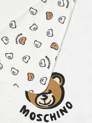 Moschino copertina in cotone con stampa orsetti bianco