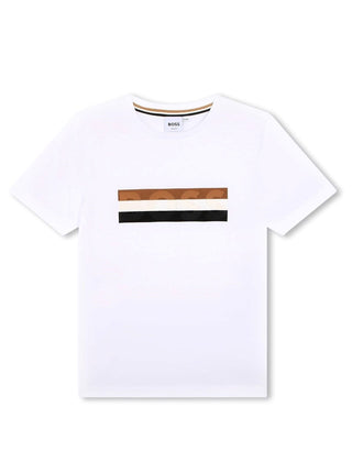 Boss T-shirt a maniche corte in jersey con logo bianco
