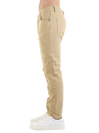 Gaelle jeans slim fit con strappi beige