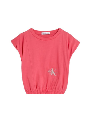 Calvin Klein Jeans T-shirt a maniche corte da bambina in cotone rosa