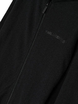 Karl Lagerfeld Kids felpa con zip e cappuccio in maglia misto cashmere e cotone nero
