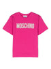 moschino-t-shirt-a-maniche-corte-in-jersey-con-ricamo-logo-fucsia