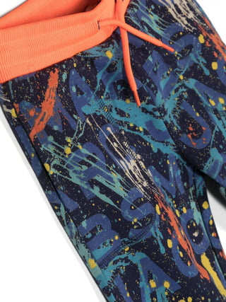 Marc Jacobs pantaloni joggers in fantasia multicolor con logo all over blu