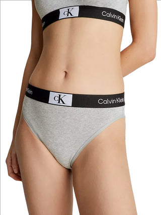 Calvin Klein slip in cotone stretch con banda iconica grigio