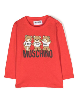 Moschino T-shirt a maniche lunghe con stampa Teddy Bear rosso