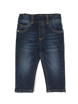 John Richmond jeans slim con logo multicolor lavaggio blu scuro