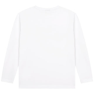 Boss T-shirt a manica lunga in jersey con logo bianco