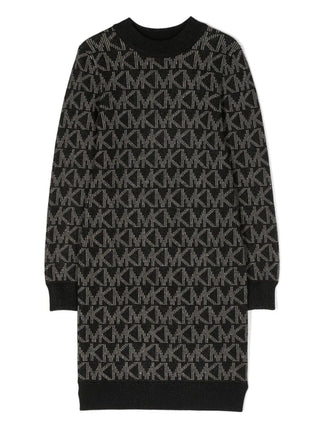 Michael Kors abito in maglia con logo jacquard all over nero