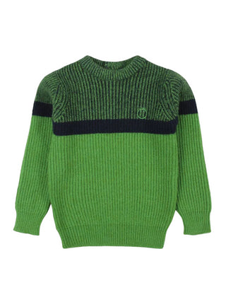 Trussardi maglione girocollo color-block in maglia a costine verde
