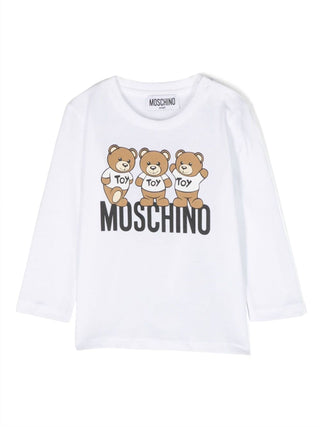 Moschino T-shirt in jersey di cotone con stampa Teddy Bear bianco