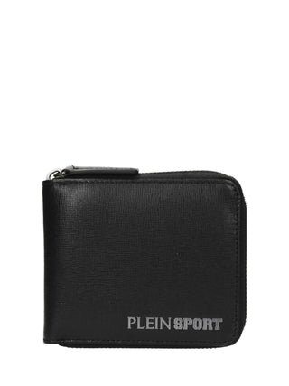 Philipp Plein Sport portafogli con zip in pelle martellata nero