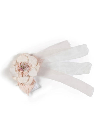 Mimilù coroncina per capelli da bambina in pizzo con fiore bianco rosa