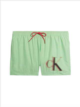 Calvin Klein beachwear boxer mare con logo verde lime