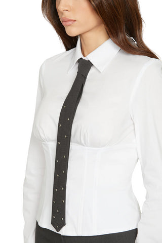 Relish camicia a manica lunga Flipper con cravatta bianco