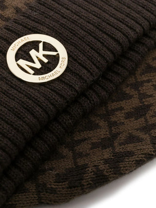 Michael Kors cappello in misto lana con logo monogram all over marrone
