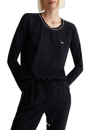 Liu Jo T-shirt a maniche lunghe in jersey con strass nero